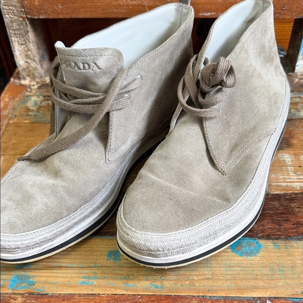 PRADA Men’s Suede Lace-Up Shoes in Taupe Size 8.5 - Picture 10 of 10